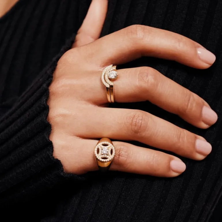 Bague Intrépide petit arc 0.5ct pavée