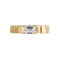 Bague Ride & Love semi-pav&eacute;e 0.6ct &Eacute;meraude