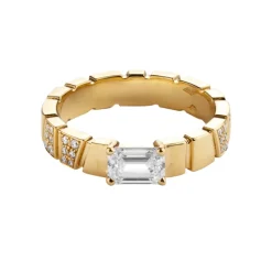 Bague Ride & Love semi-pav&eacute;e 0.6ct &Eacute;meraude