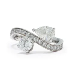 Bague Toi & Moi &Eacute;ternelle 0.5ct Brillant 0.7ct Poire pav&eacute;e