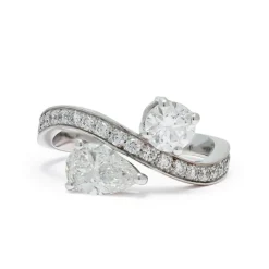 Bague Toi & Moi &Eacute;ternelle 0.5ct Brillant 0.7ct Poire pav&eacute;e