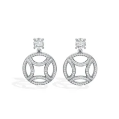 Boucles d'oreilles pendantes Perp&eacute;tuel.le 0.5ct x2 pav&eacute;es