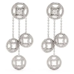 Boucles d'oreilles pendantes Perp&eacute;tuel.le 0.25ct x2 pav&eacute;es
