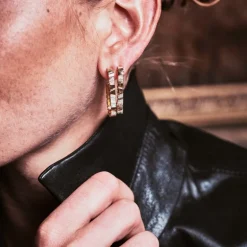 Mono-Boucle d'oreille Ride & Love pav&eacute;e Medium
