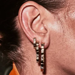 Mono-Boucle d'oreille Ride & Love semi-pavée Large