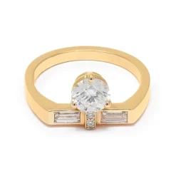 Solitaire Uraeus 0.7ct pav&eacute; baguette